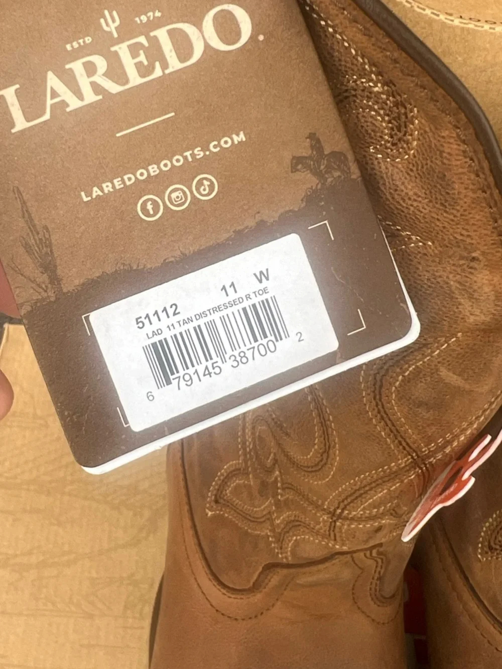 Laredo Women’s Distressed Western Boots Brown Leather Sz 11 W NWT